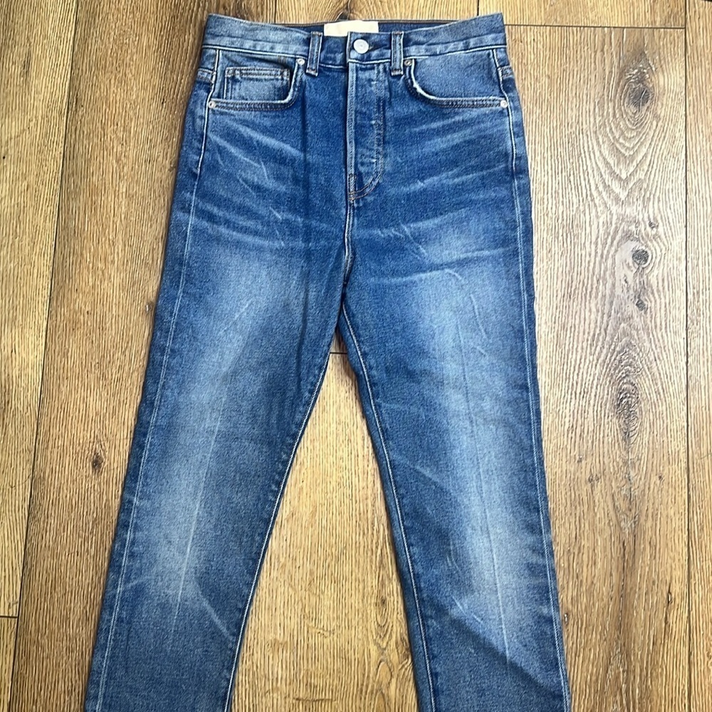 CQY Medium Wash High Rise Raw Hem Skinny Jeans Size 25 - Picture 3 of 9